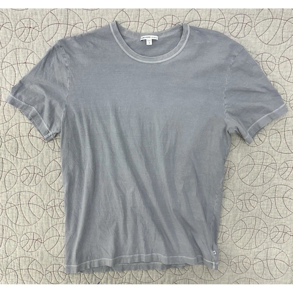 James Perse Short Sleeve Crew Neck Bluestone Gray / Men's 3 US Large